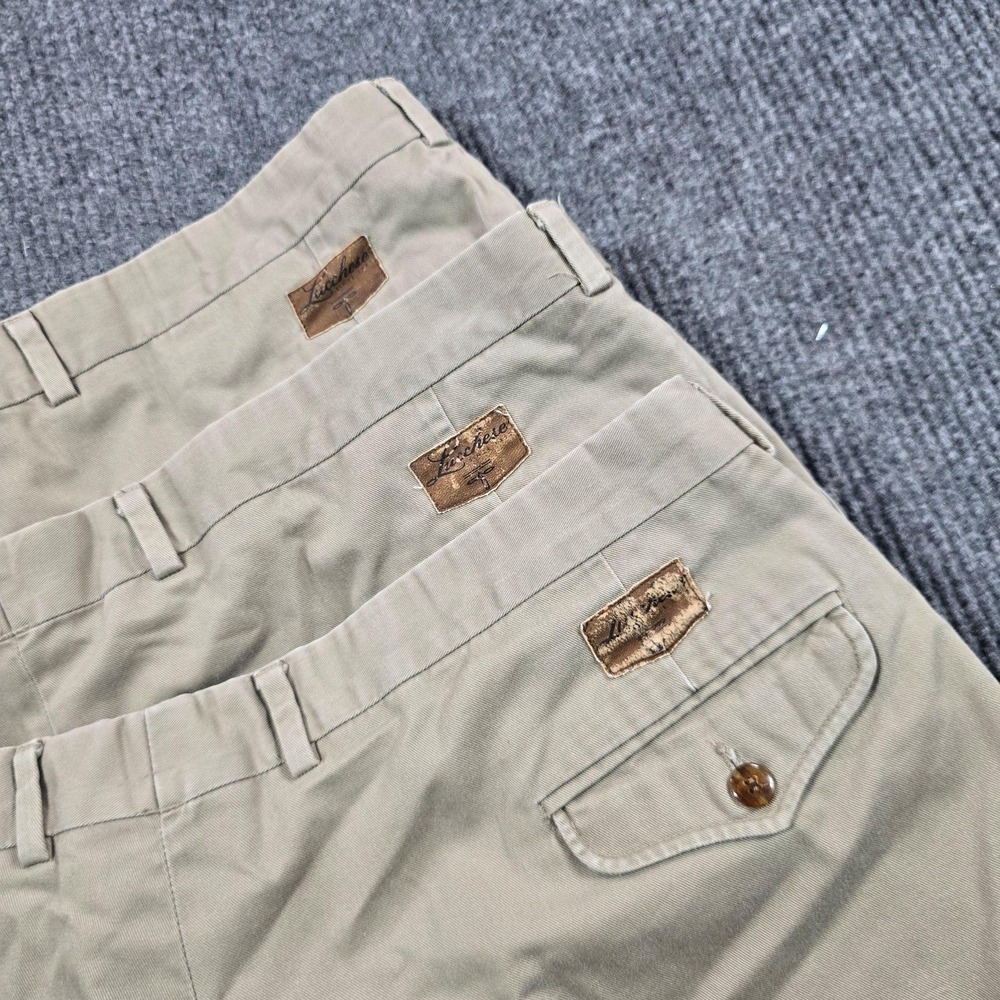 Lucchese Pants Mens 36x31 Beige Relaxed Fit Pleated Canvas Khakis USA Lot of 3
